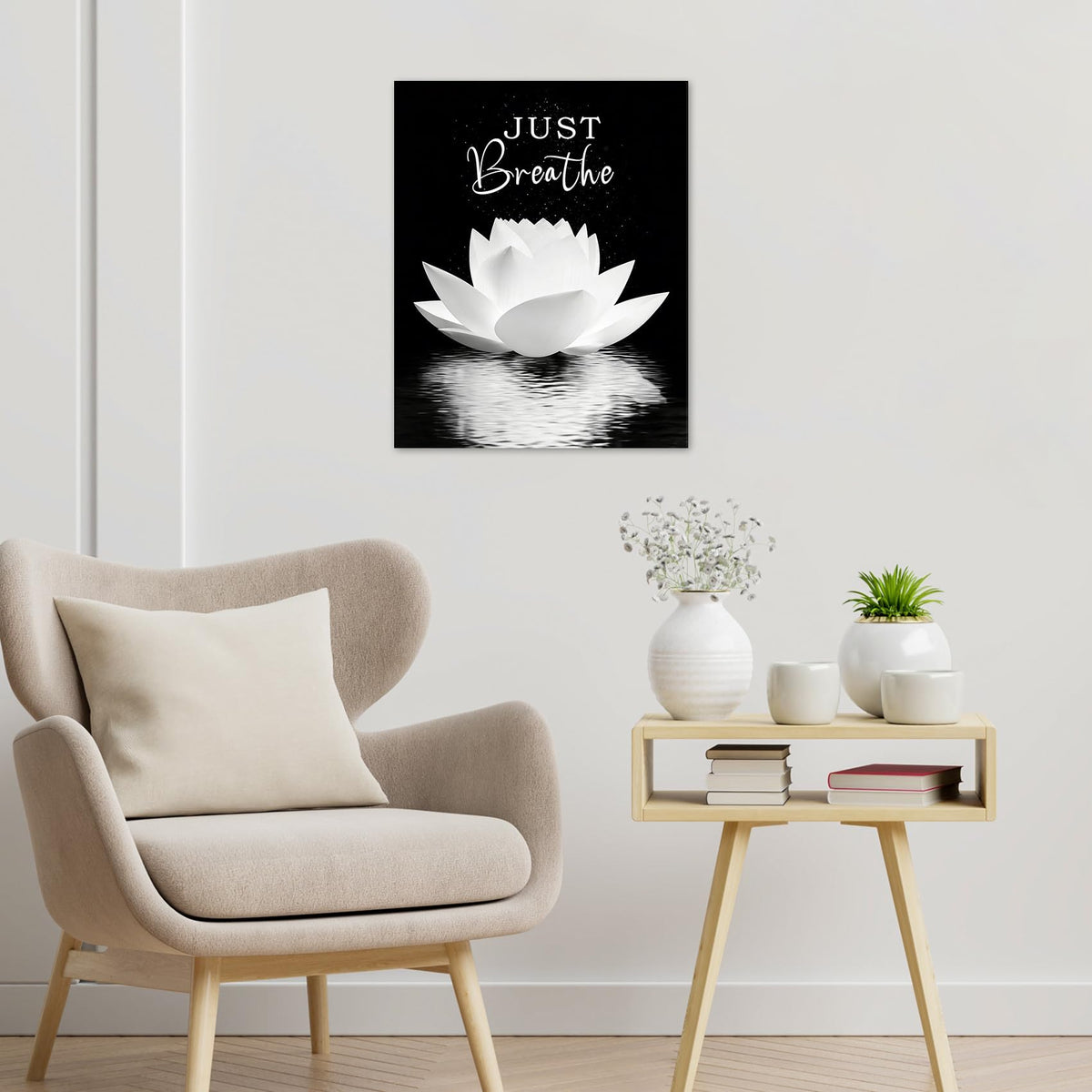 Black and White Zen Wall Art (Black and White / 20"L x 16"W)