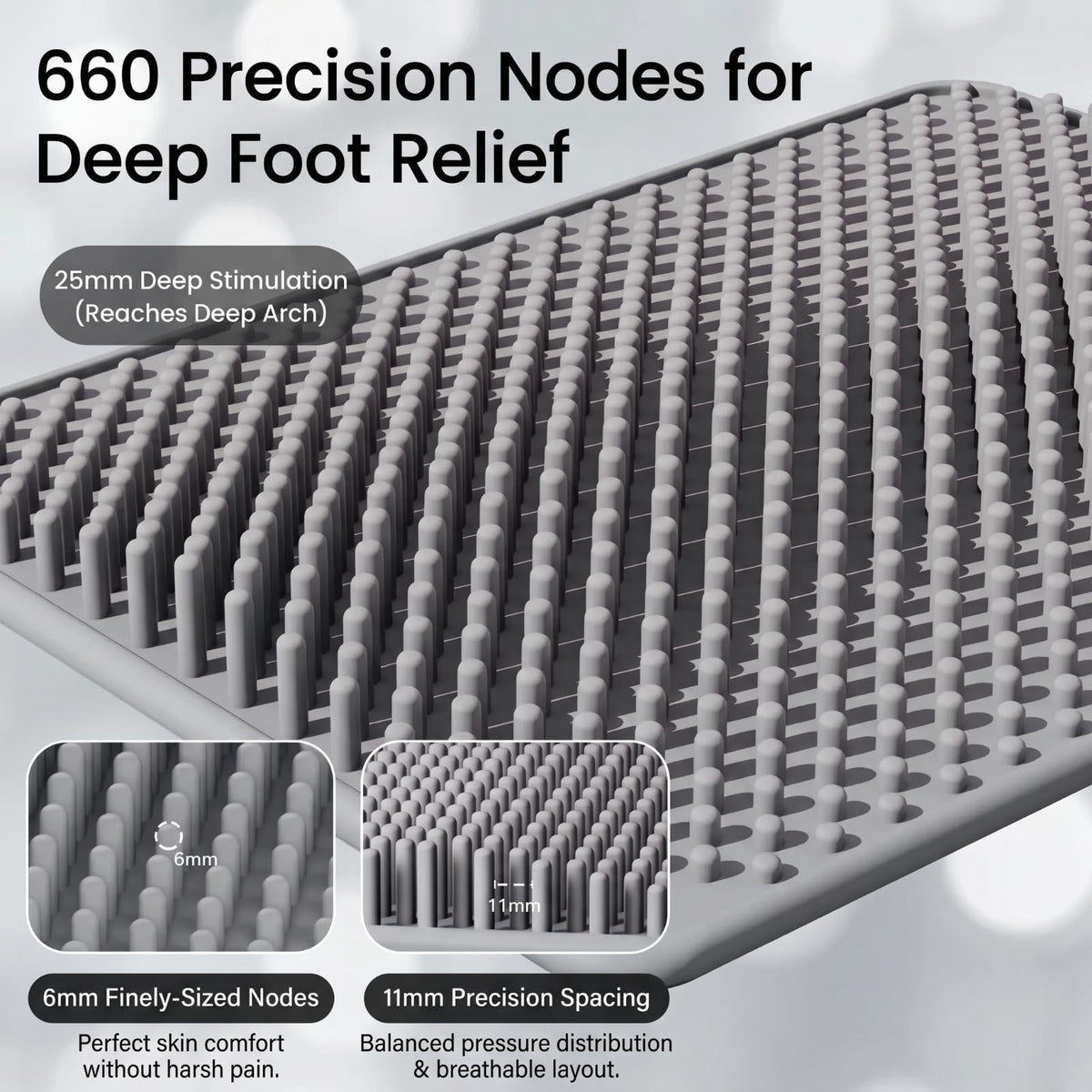 Foot Massage Mat with 660 Acupressure Nodes (Gray)