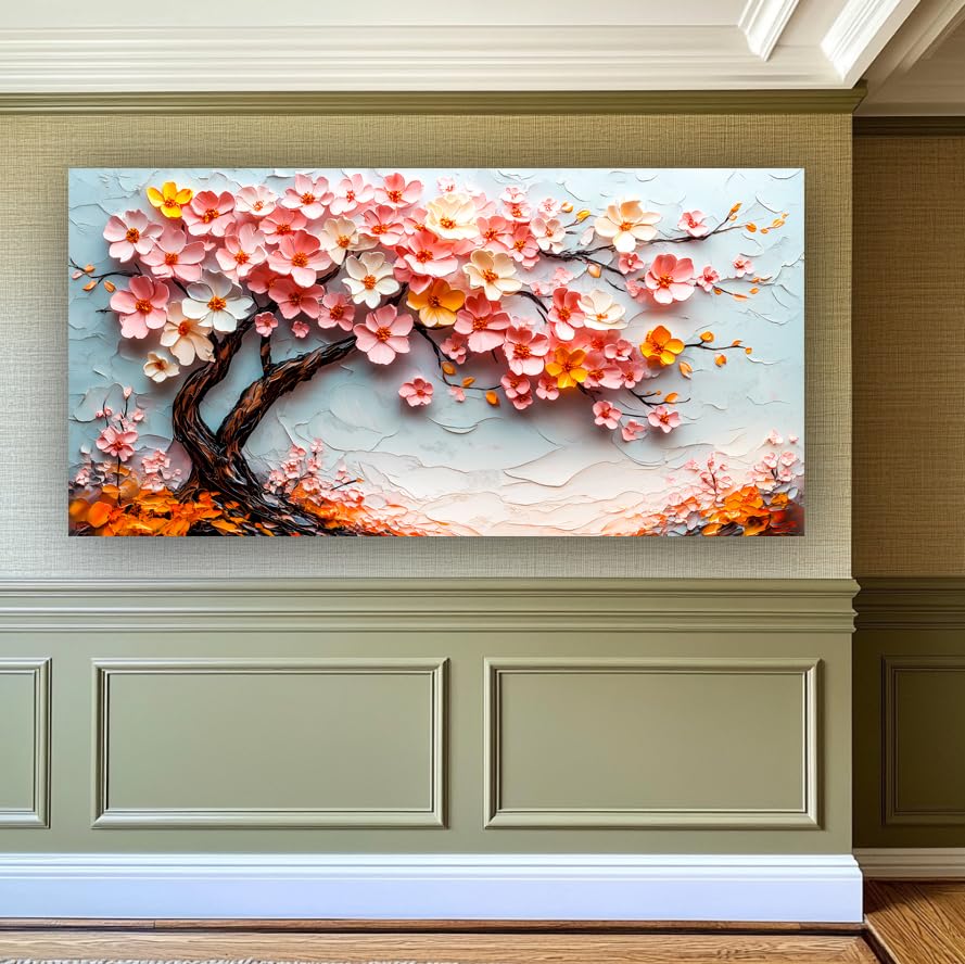 Cherry Blossom Tree Canvas Wall Art (40"L x 20"W / Pink flower)