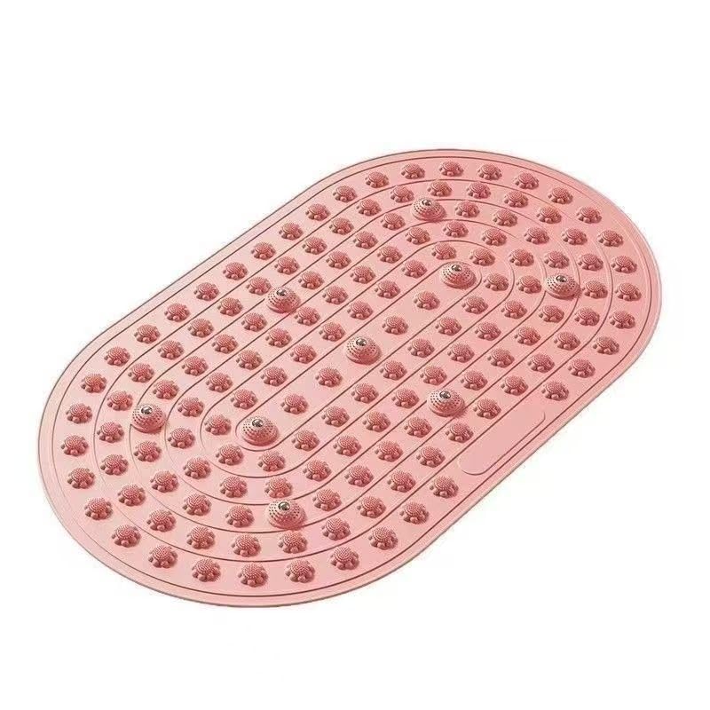 Reflexology Foot Massage Mat Acupressure Magnetic Walk Stone Pad Portable Foldable Feet Pressure Point Massager for Plantar Fasciitis Relief Home Office Pain Relief for Men Women (Pink)