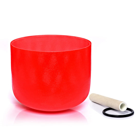 C Note Root Chakra Red Colored Quartz Frosted Crystal Singing Bowl 8 inch (8 inch / C Red)