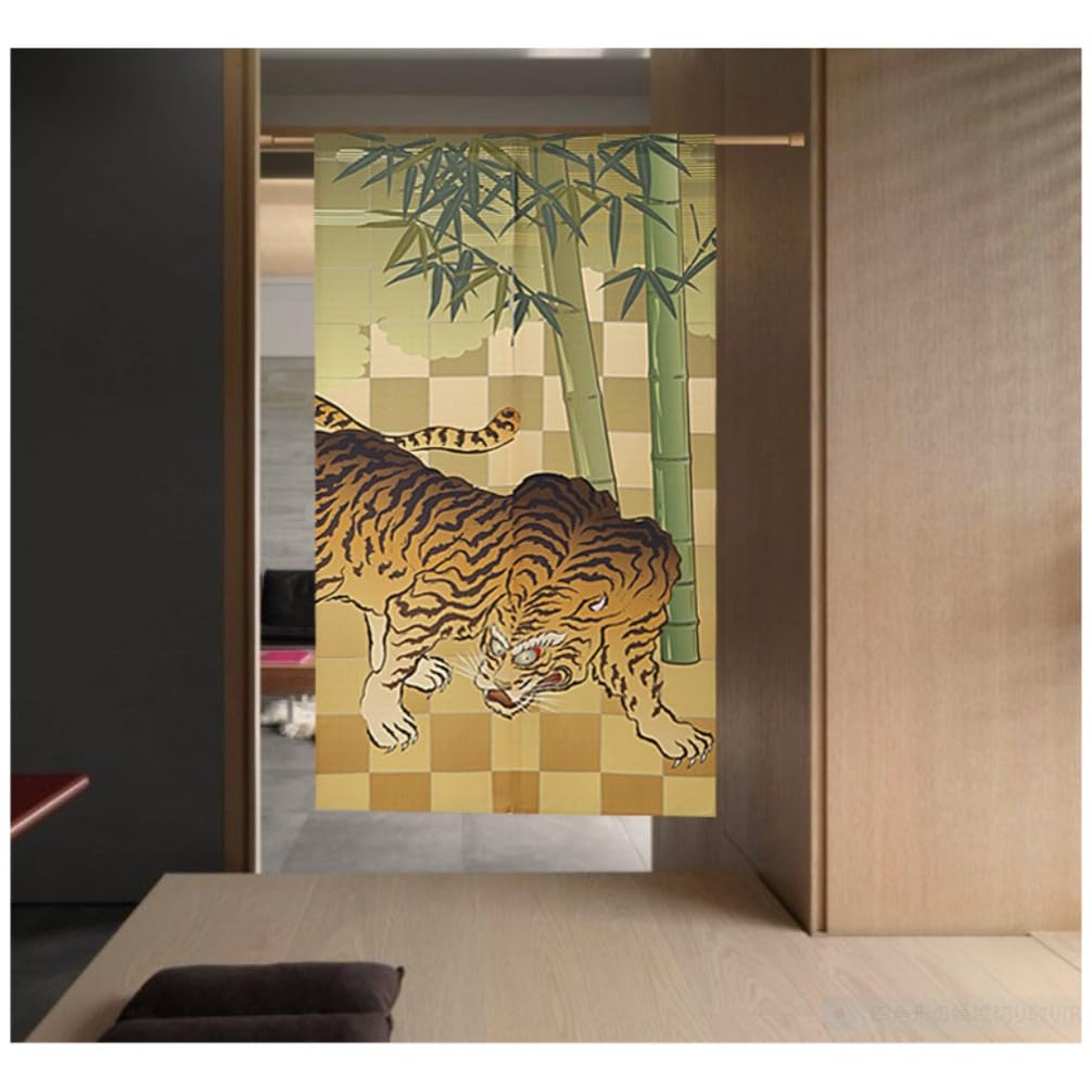 Noren Japanese Doorway Curtain Tapestry Decorations Room Divider Privacy Anime Curtains for Bedroom Living Room Kitchen Door Home Decor (Tiger / 33.5"W x 67"L (Pack of 1))