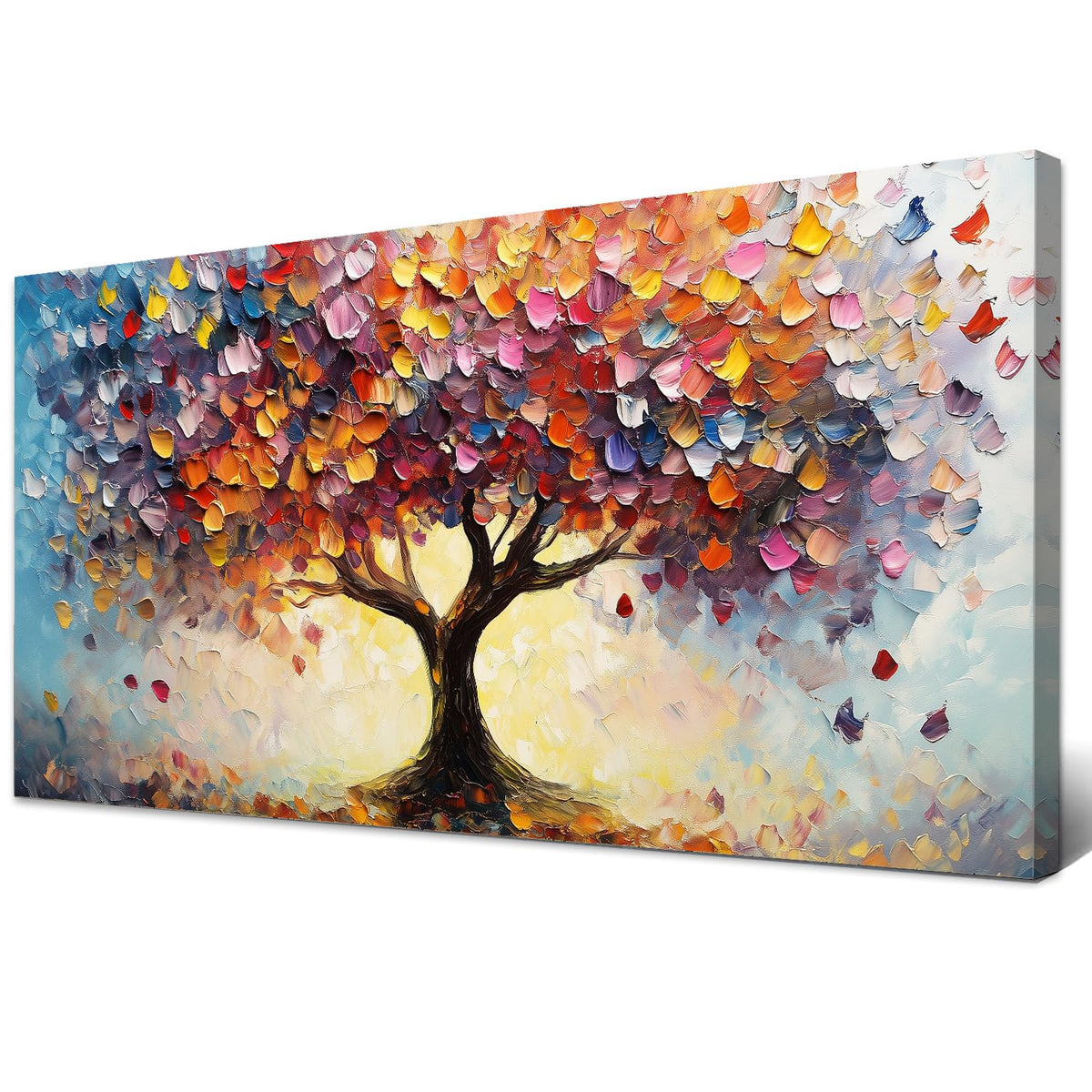 Colorful Tree Canvas Wall Art Abstract Graffiti Tree of Life Wall Decor Nature Picture for Living Room Home Bedroom Forest Landscape Painting Prints Farmhouse Modern Poster Artwork Decorations 24x48” (48"x24"x1 / TFL)