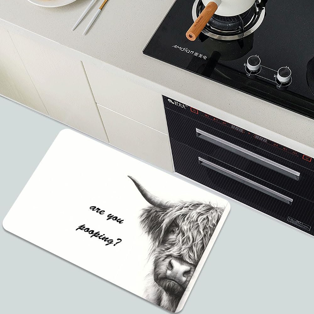 Bath Mat Bathroom Rug (Highland Cow Prank / 20 x 31 inches)