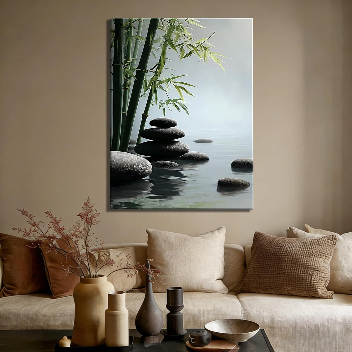 Framed Bamboo Zen Canvas Wall Art for Bathroom Decor (Pictures22 / 30"L x 20"W)