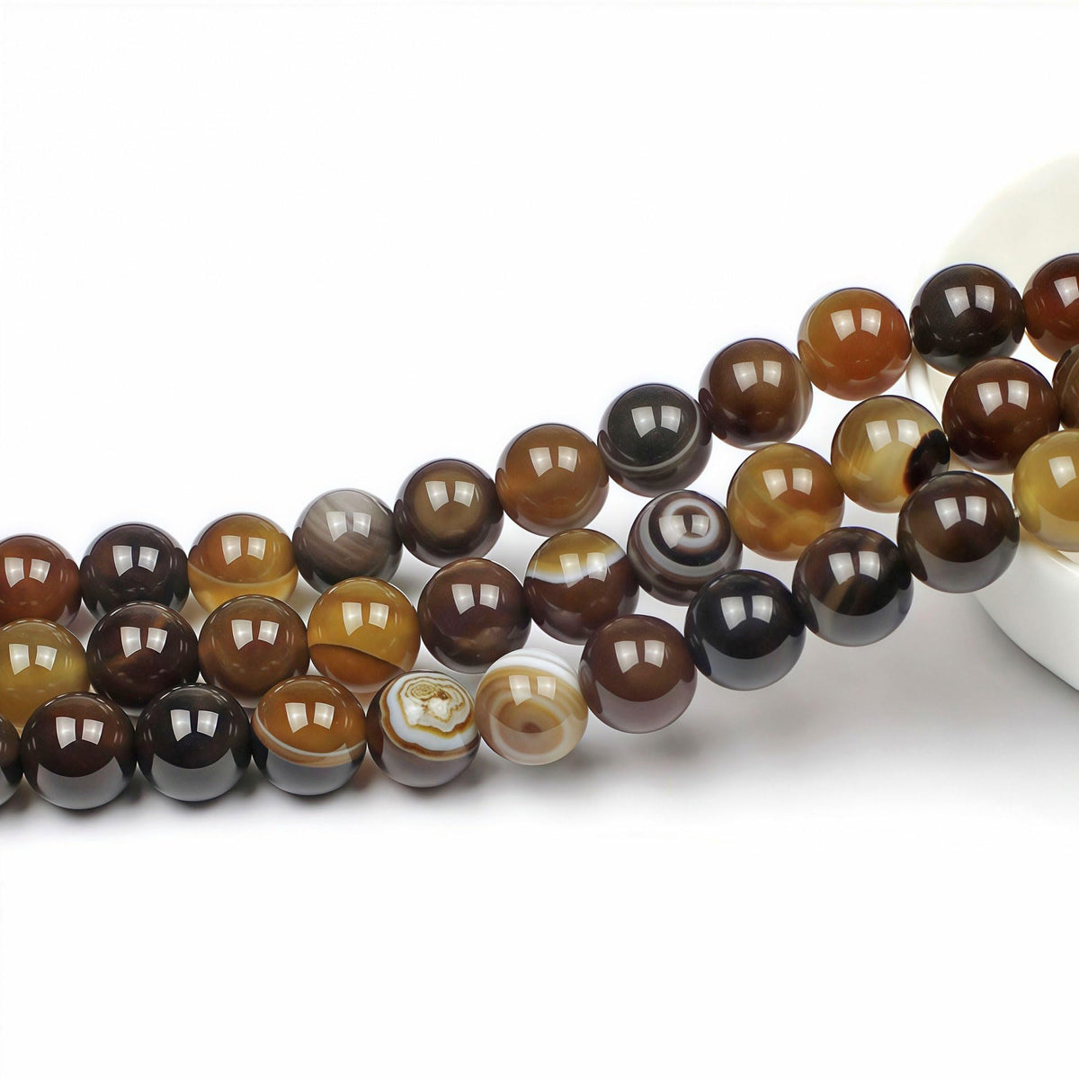 Natural Stone Beads Coffee Stripe Agate Round Loose Beads for Jewelry Making DIY Bracelet Necklace (Coffee Stripe Agate / 6mm)