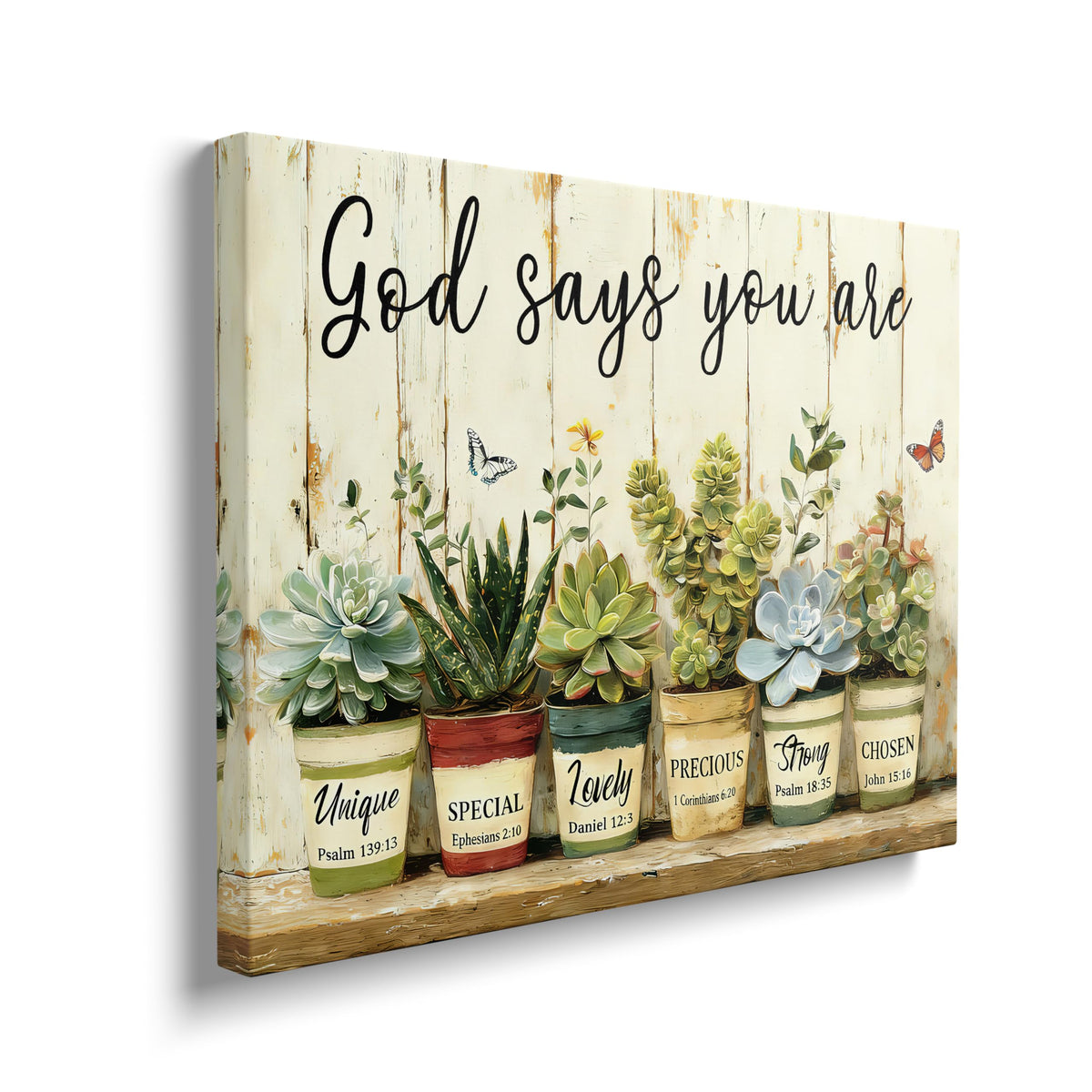 Succulent Canvas Wall Art Religious Print Painting Framed ArtWork 16"x24" (Cactus / 24"L x 16"W)