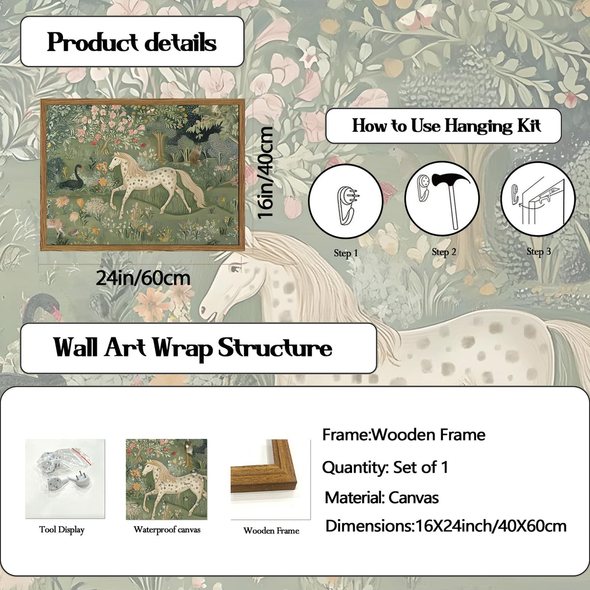 Funny Horse Wall Art (Animal-E / 24"L x 16"W)