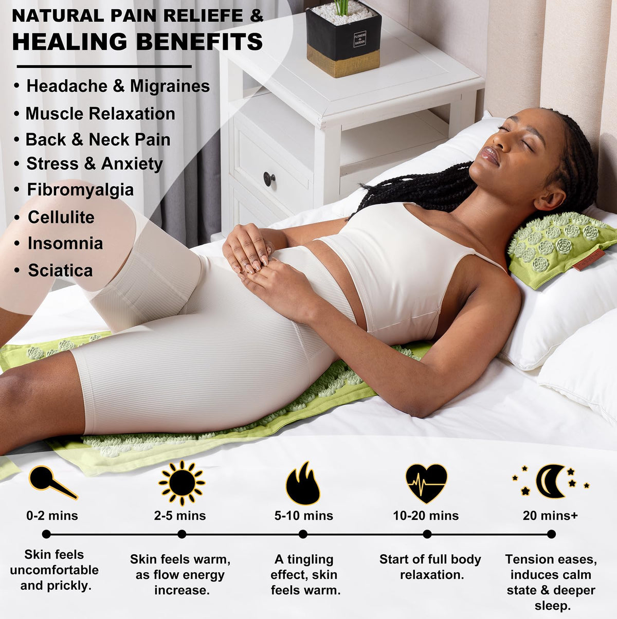 Acupressure Mat and Pillow Set (Forest Green)