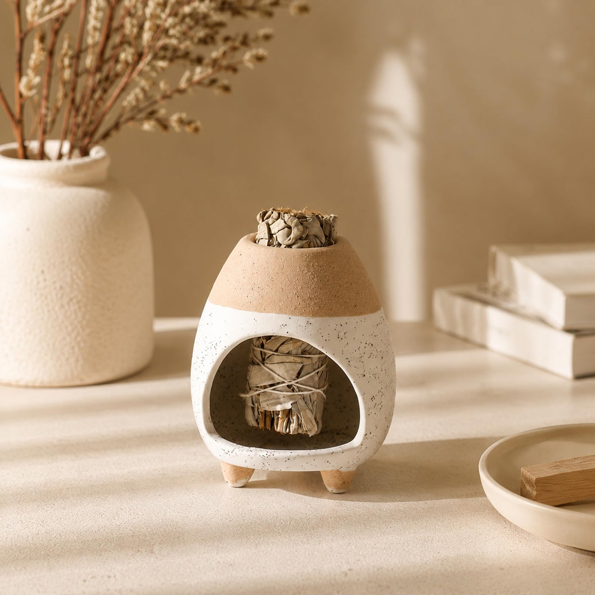 Palo Santo Holder Burner (White Yellow)