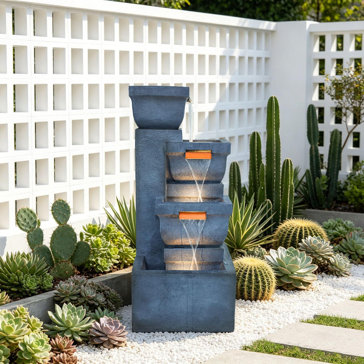 4 Tier Rock Outdoor Water Fountain