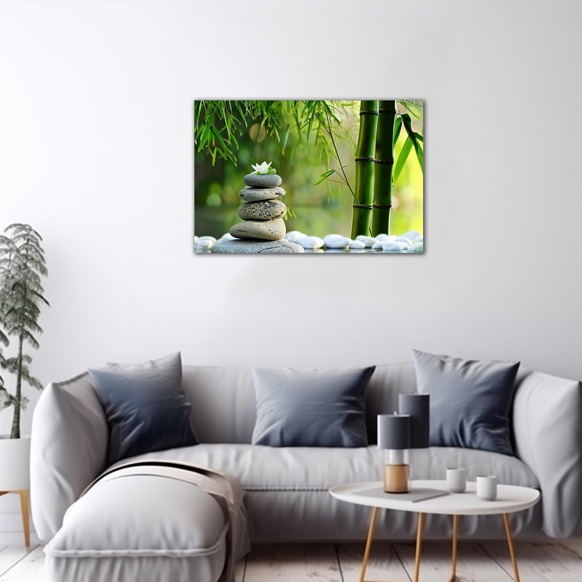 Zen Wall Art Zen Stone Canvas Art Prints for Meditation Office Decor (Zen Stones Canvas Frame-12 / 36"L x 24"W)