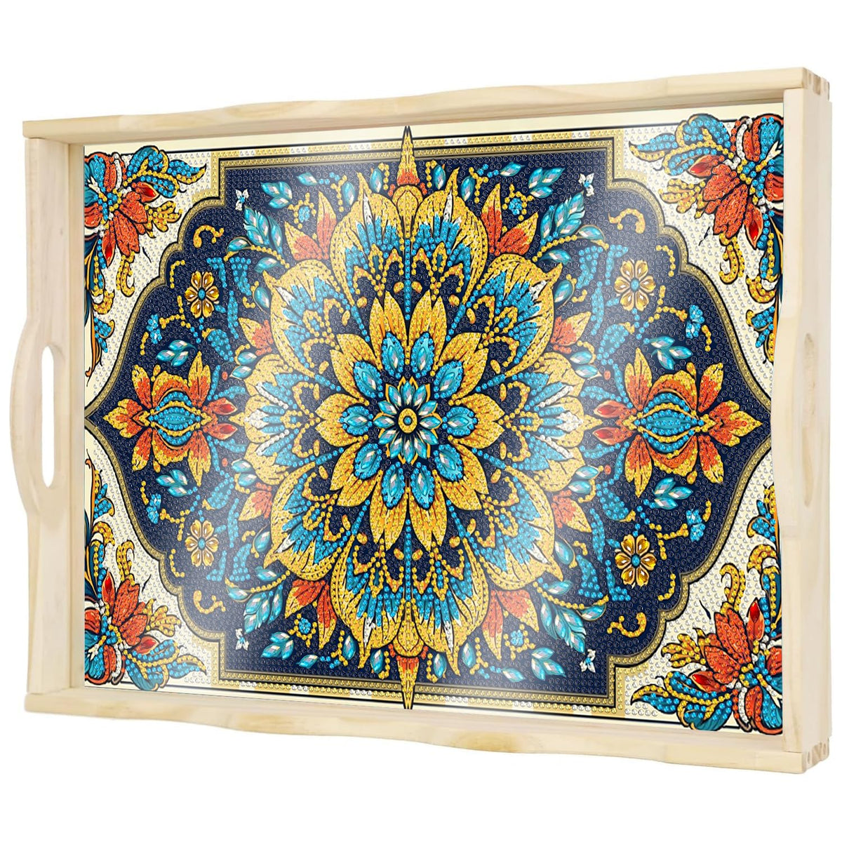 DIY Mandala Diamond Painting Serving Tray with Handle for Adults (Mandala Big C)