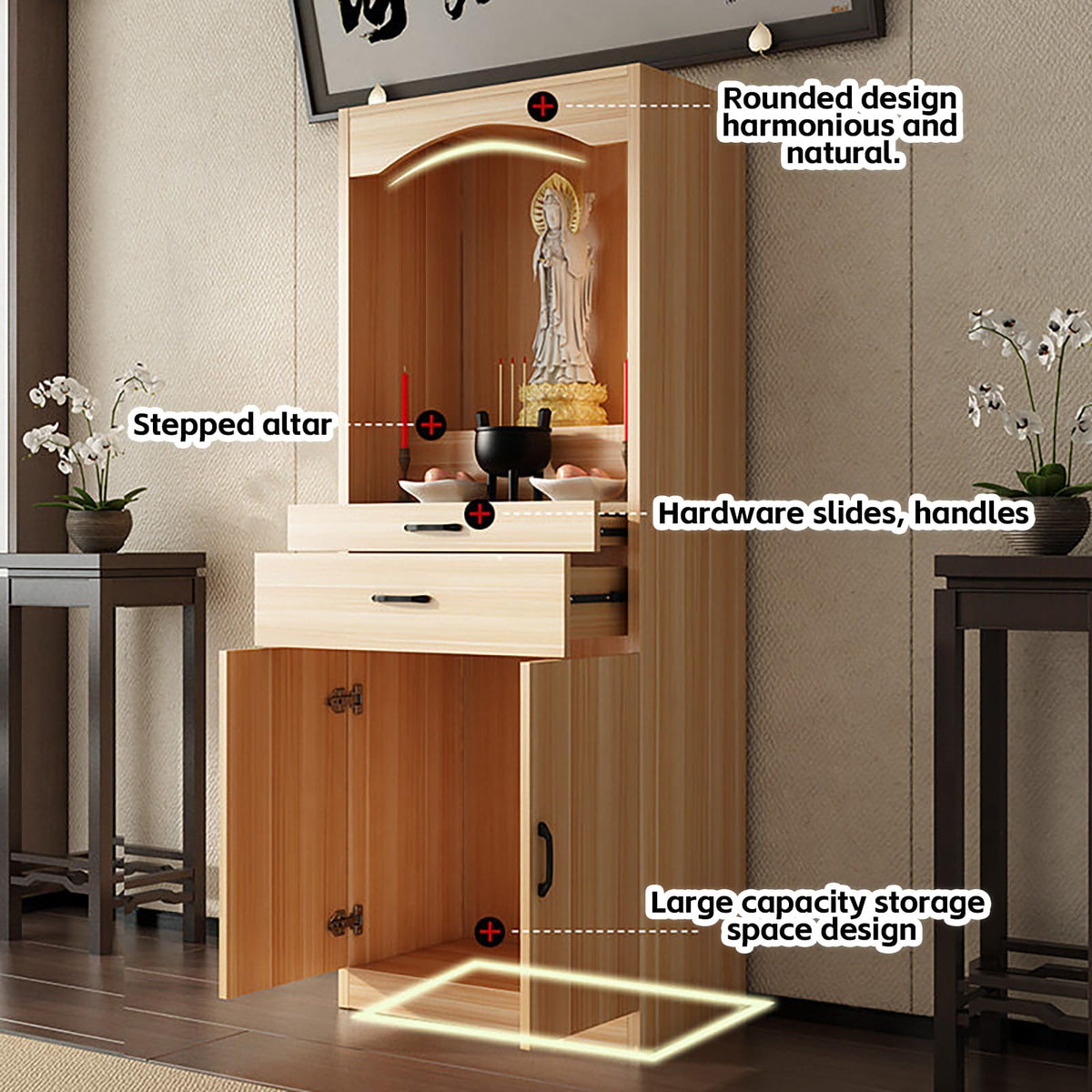 Solid Wood Altar Table (Light Gray + Light Gray Wood / 27.6" x 15.7" x 65.4")
