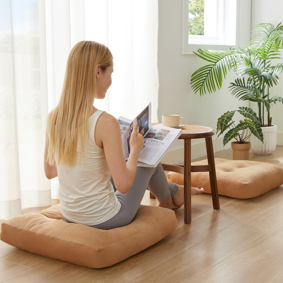 Meditation Floor Pillow Set of 6 (Coffee)