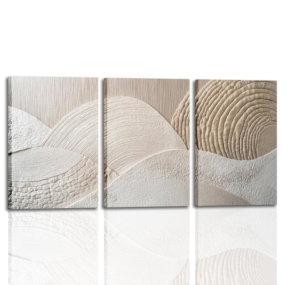 Neutral Abstract Wall Art Set of 3 (Canvaspainting / 12x16 Inch)