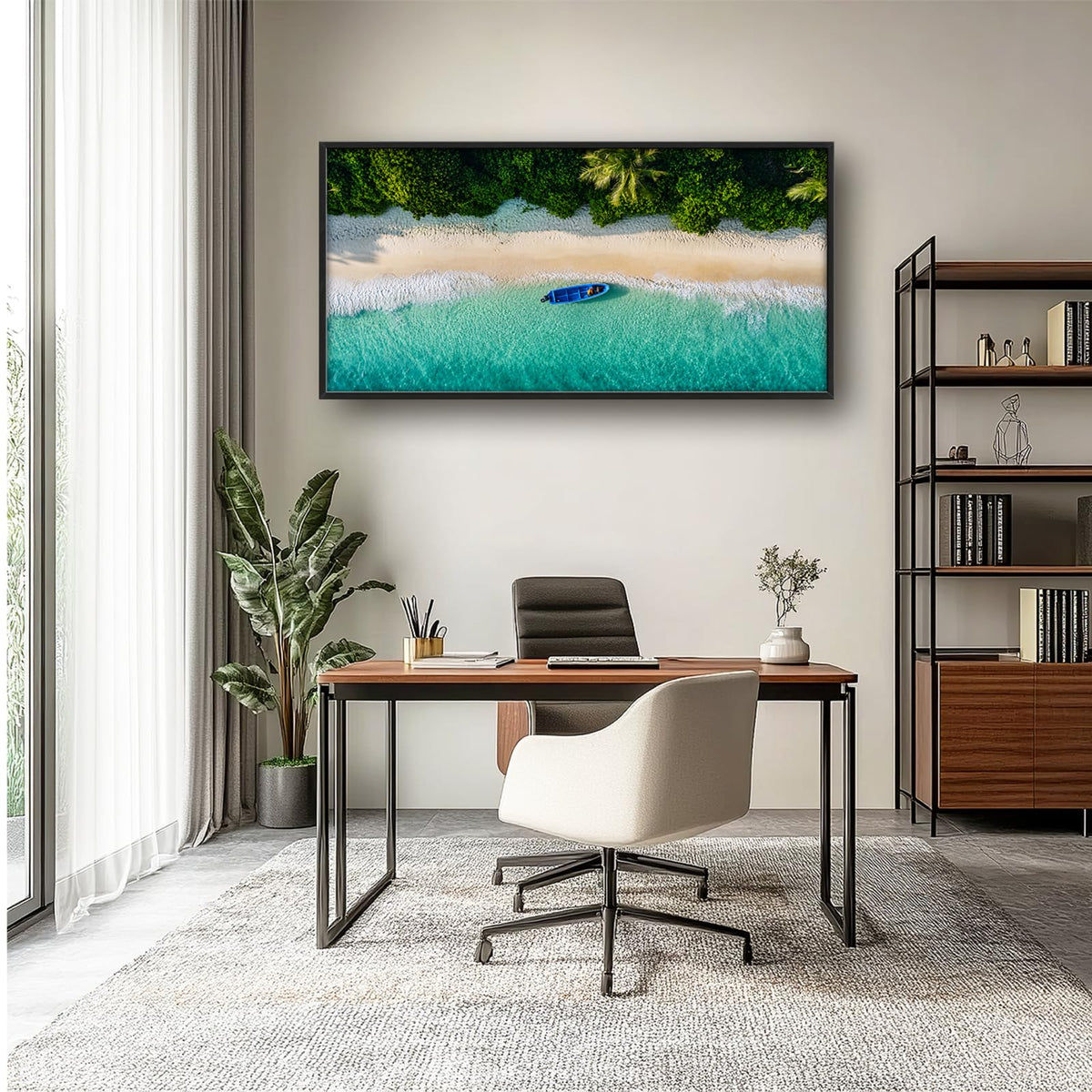 Beach Ocean Large Wall Art Seascape Canvas Framed Wall Decor Coastal Pictures Tropical Artwork for Living Room Bedroom Office 30"x60" (Tropical Beach / 60"L x 30"W)