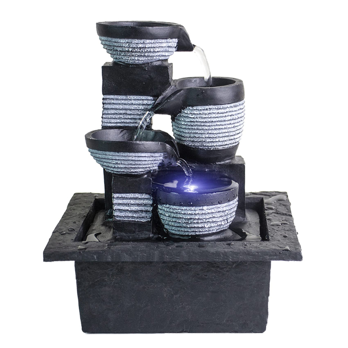 Tabletop Waterfall Fountain (White Clay Pot)