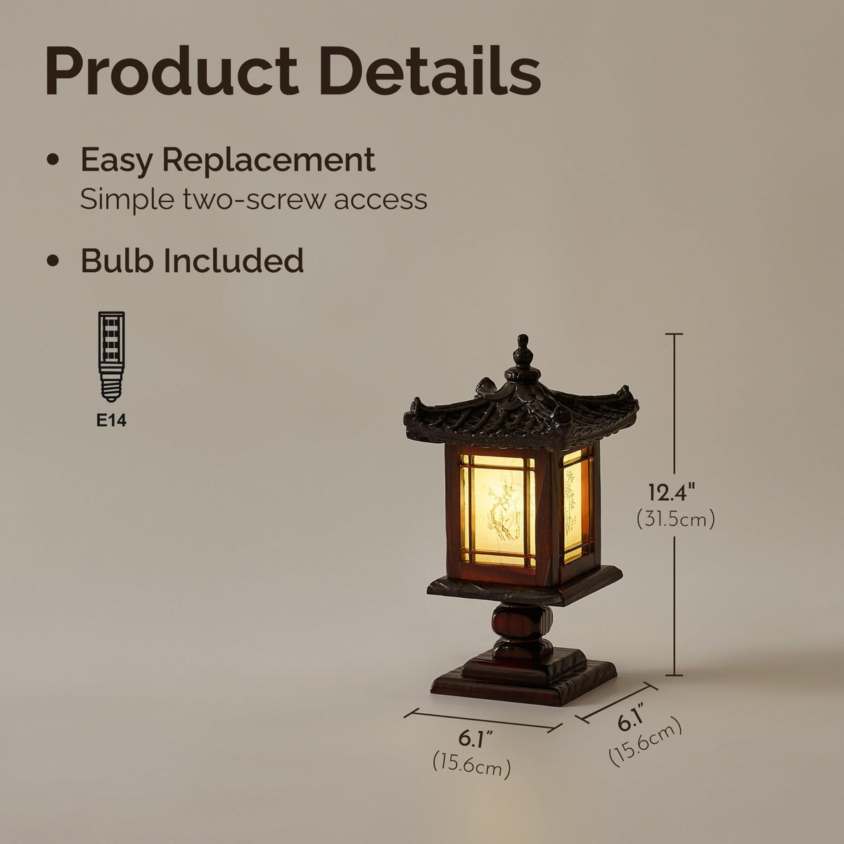 Traditional Korean Wood Lamp (Pavilion)