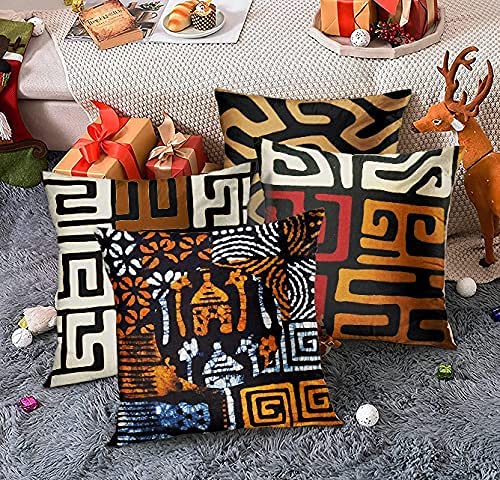 Throw Pillow Covers Set of 4 (18" x 18" (Pack of 4) / African)