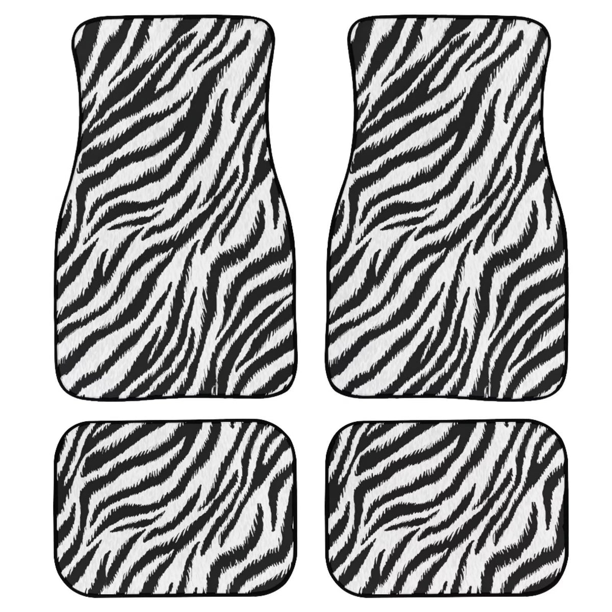 Zebra Print Car Floor Mats Rubber Car Carpet Mat 4 Pcs Automotive Floor Mats Universal Animal Texture Automotive Accessories for SUV Van Sedans Truck Vehicle (Zebra Print)