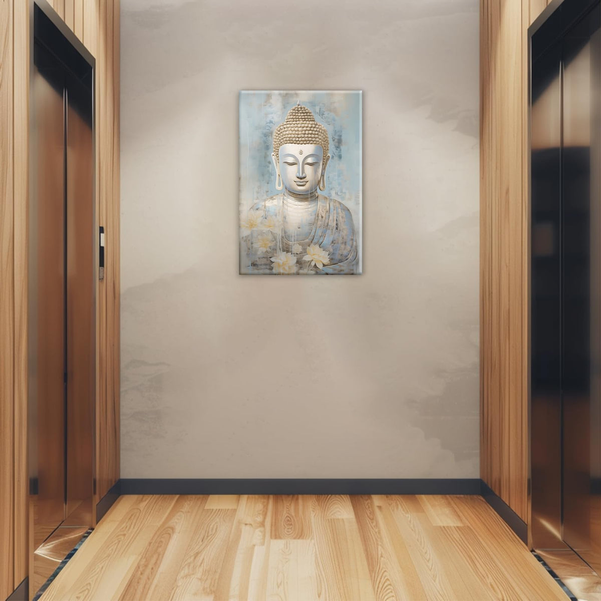 Buddha Wall Art Gold Buddha Statue With Lotus Picture Print On Canvas Watercolor Zen Posters Wall Decor Religious Framed Artwork Home Decoration (Buddha-2 / 30L" x 20W")