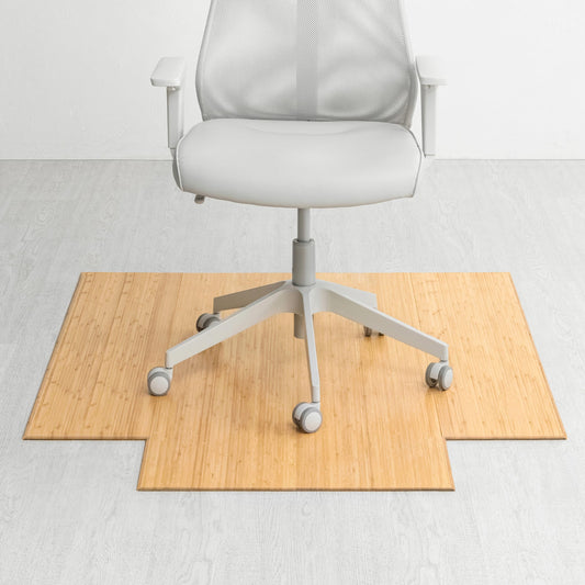 51" x 47" Bamboo Office Chair Mat for Carpet & Hardwood Floor (Natural / 51" x 47" / With Lip)