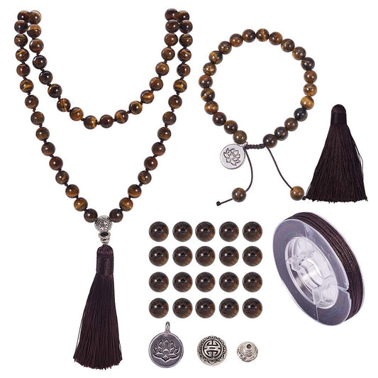 1 Set 108 Tiger Eye Gemstone Mala Beads (Tiger Eye Gemstone)