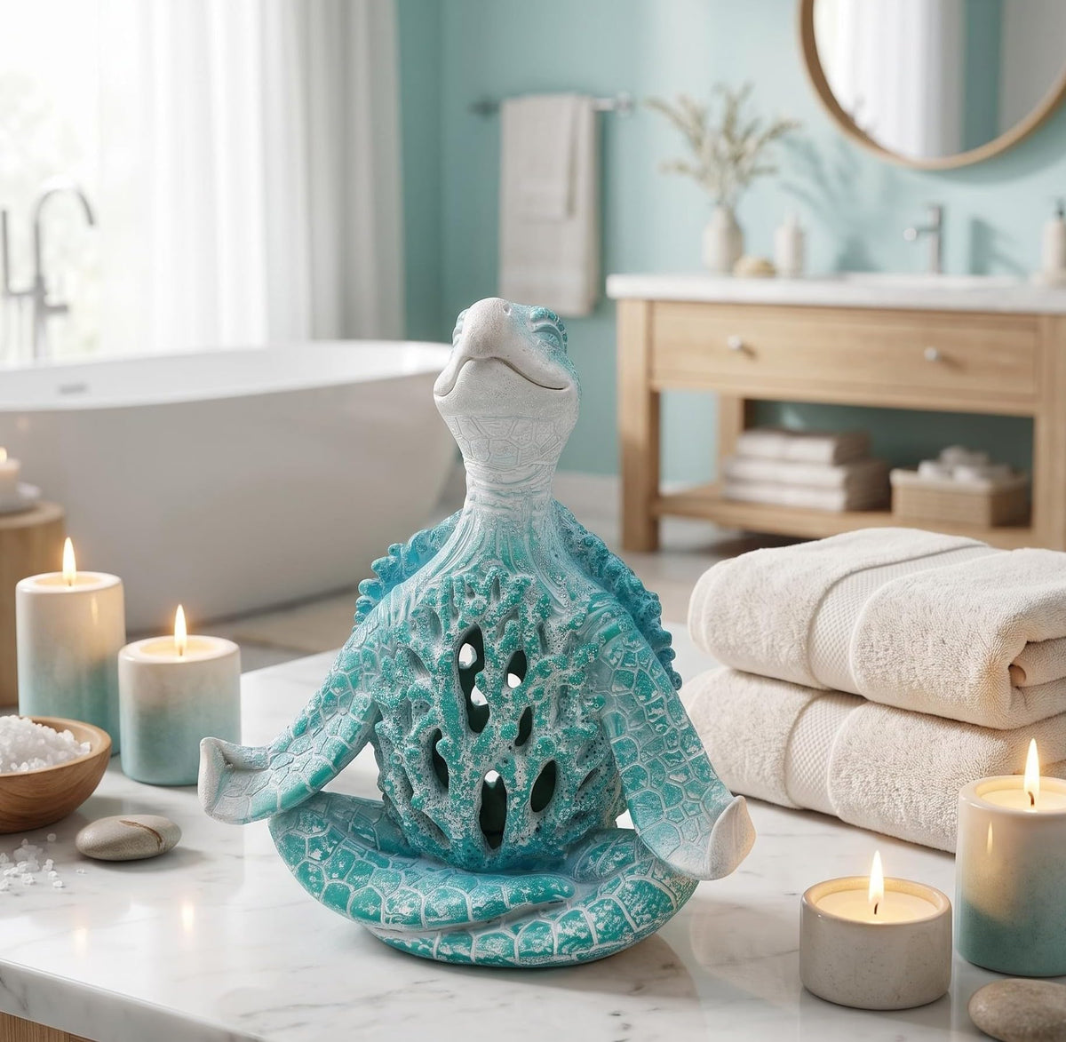 Sea Turtle Meditation Yoga Decor (Aqua Blue Fs)