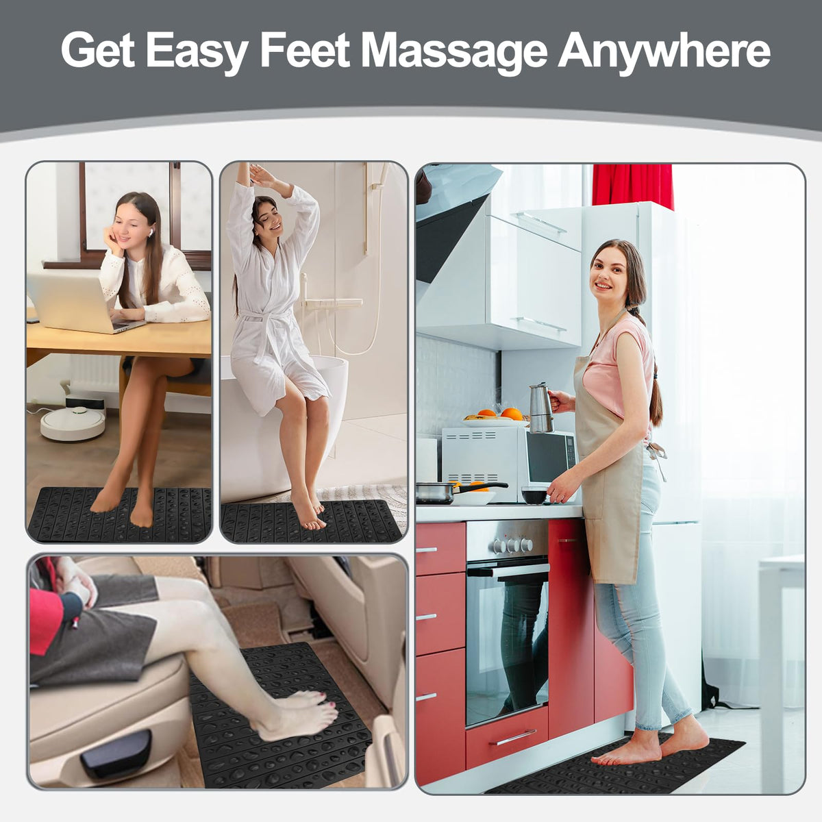Portable Feet Acupressure Mat (Black - Large)