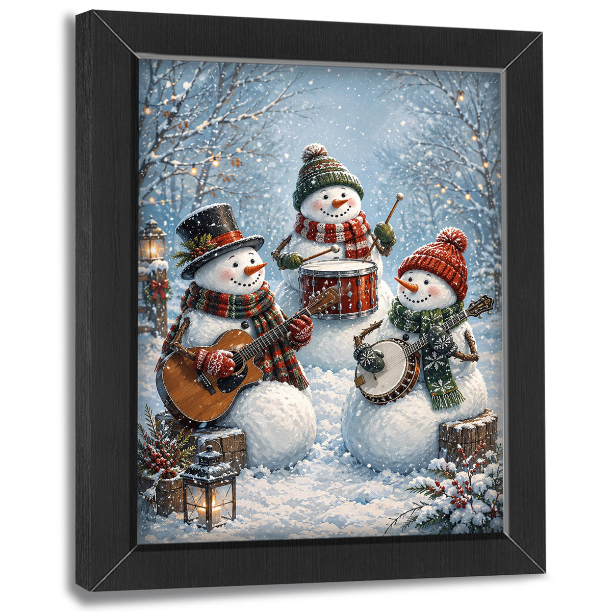 Winter Snowman Decor Wall Art (Wall Art Framed 12 / 20"L x 16"W)