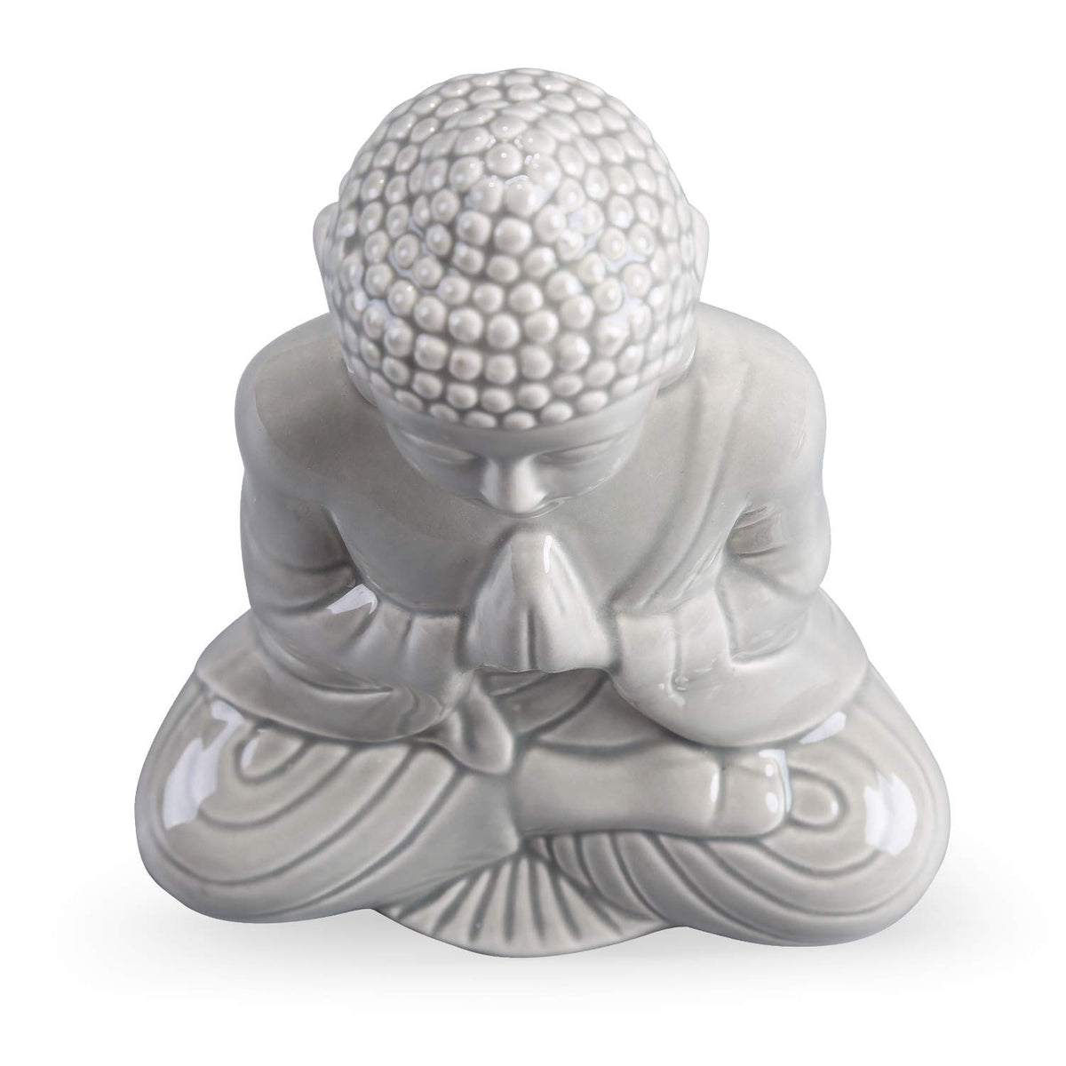 Ceramic Praying Buddha Figurine (Gray / Medium)