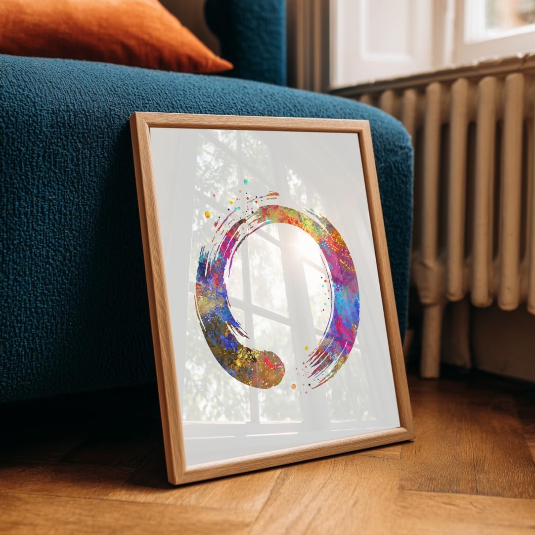 8X10 Unframed Zen Circle Enso Symbol Buddhism Meditation Yoga Watercolor Art Print Poster Giclee Decor Home N428 (10"L x 8"W)