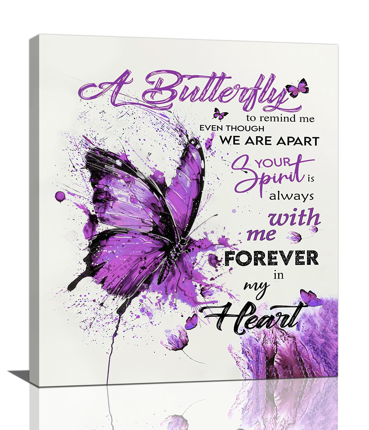 Purple Butterfly Canvas Wall Art Watercolor Butterfly Pictures Wall Decor Inspirational Quotes Prints Painting Framed Artwork Decoration For Bathroom Bedroom Living Room Office 24"x20" (24"L x 20"W / Watercolor Butterfly-Pu)