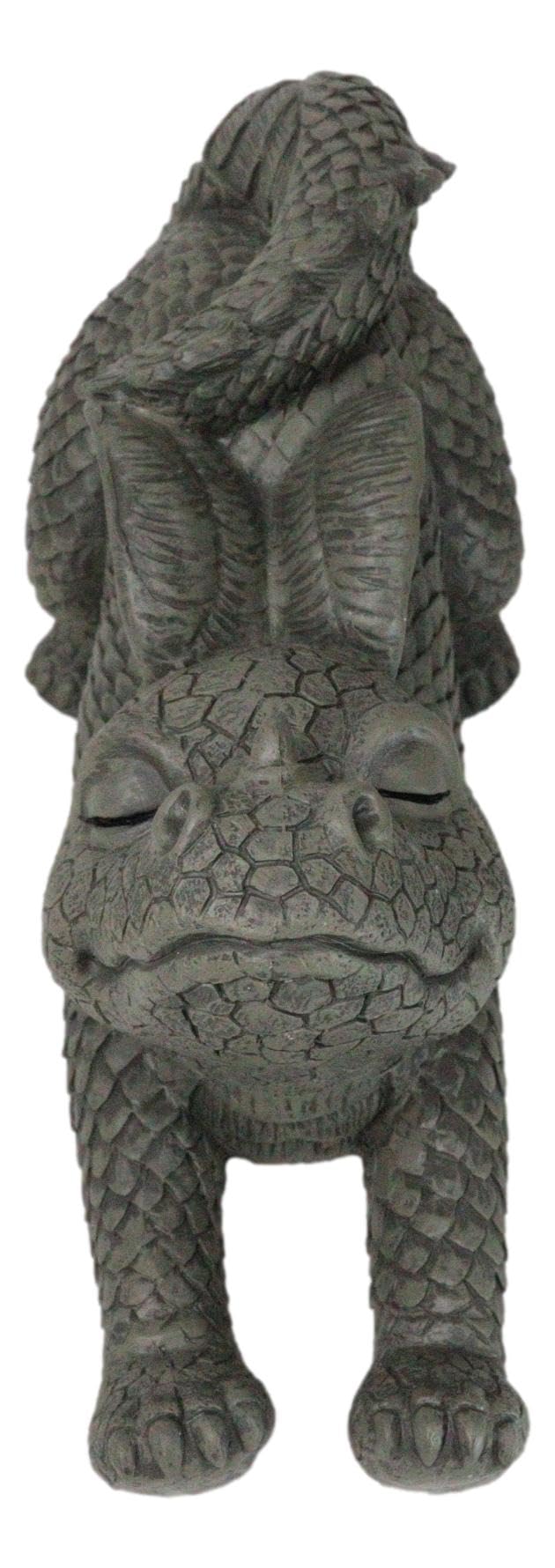 Ebros Garden Dragon Morning Greeting Stretch Statue 11.75" Long Cute Baby Dragonling Wyrmling Faux Stone Resin Finish Figurine Fantasy Dragons Home Decor (Morning Stretch)