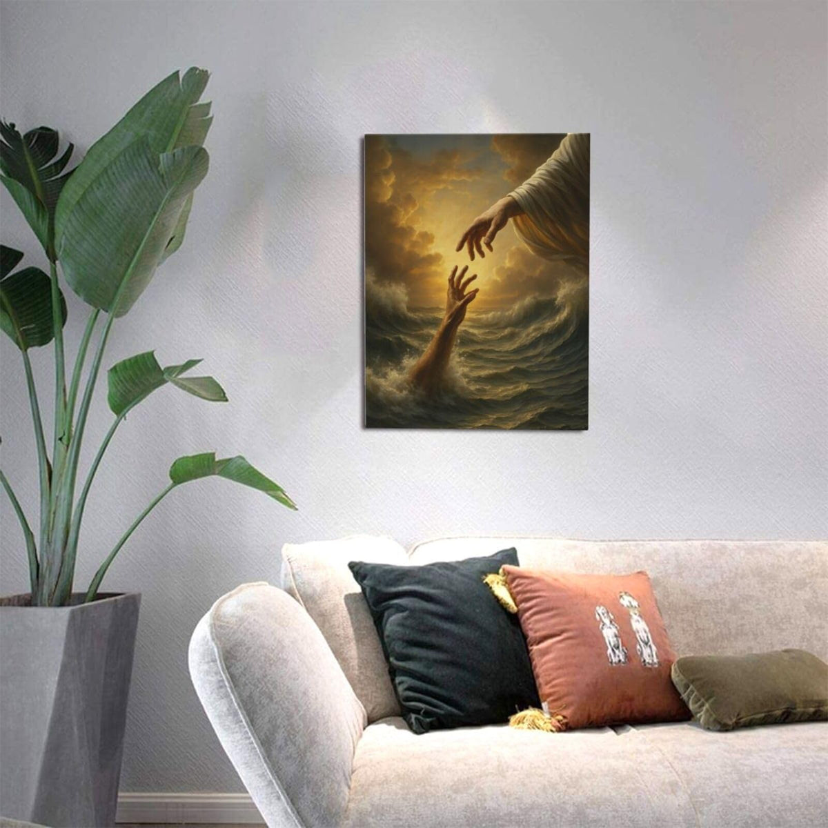 Jesus Wall Art Christian The Hand of God Wall Decor Religious Bible Canvas Paintings Pictures Christ Prints Artwork Framed Decorations For Church Prayer Room Bedroom Living Room Gifts 12" x 16" (Jesus / 16"L x 12"W)