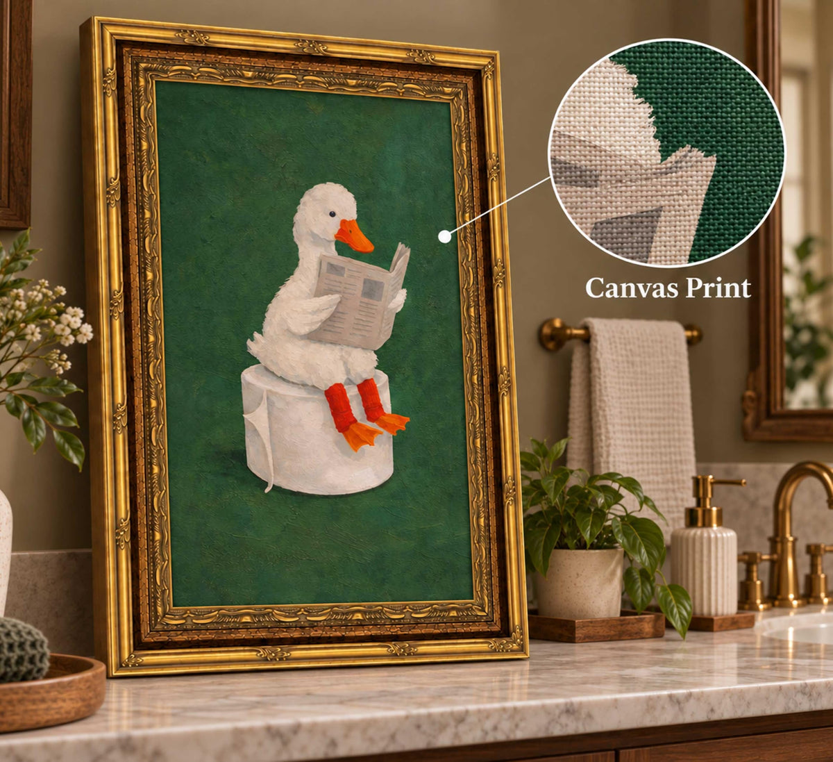 Vintage Gold Framed (Duck / 11"L x 9"W)