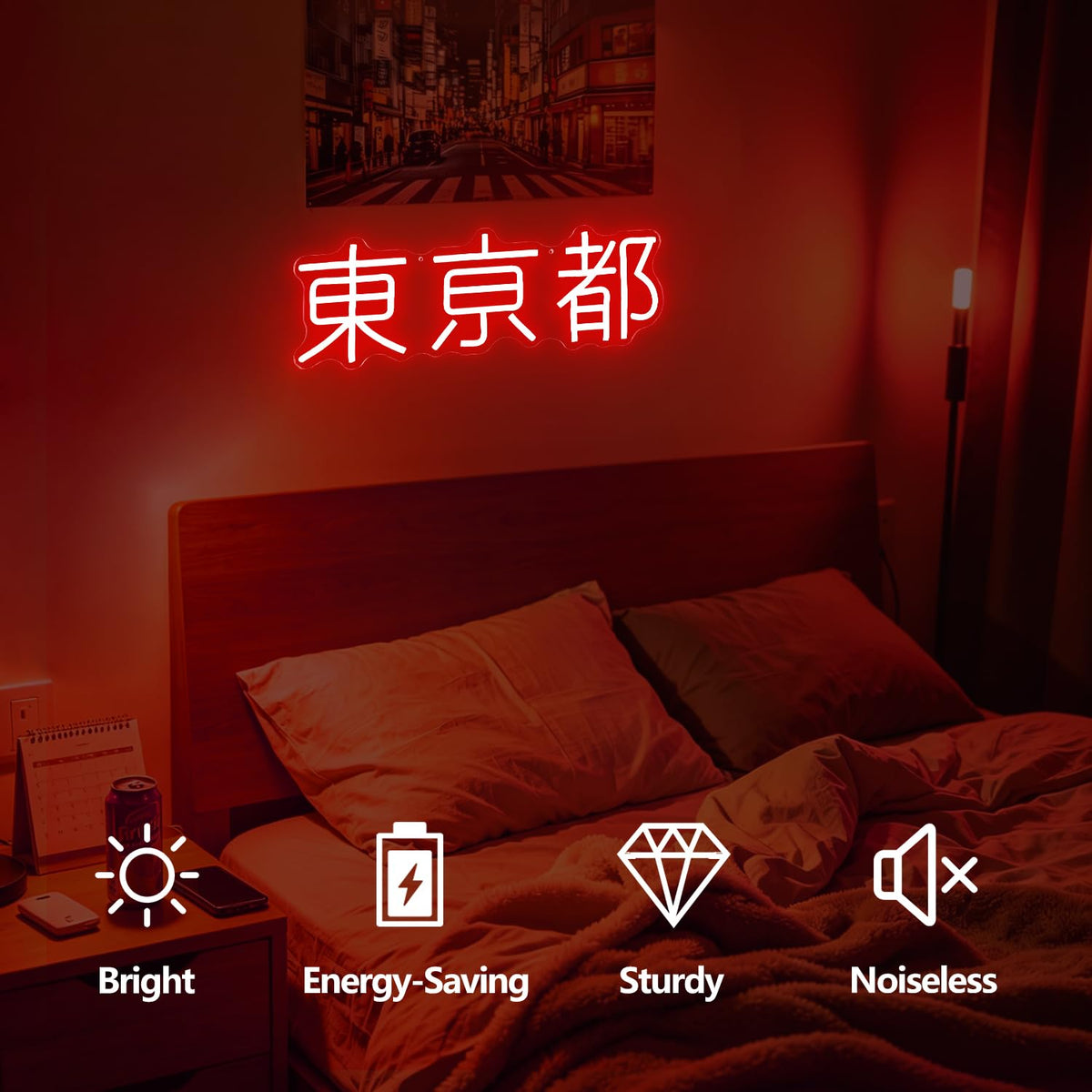 Tokyo Neon Sign Dimmable 東京都 Led Sign Cyberpunk Anime Neon Lights Japanese City Led Wall Decor Japanese Kanji Neon Wall Art Travel Gift for Japan Lovers (TokyoTo)