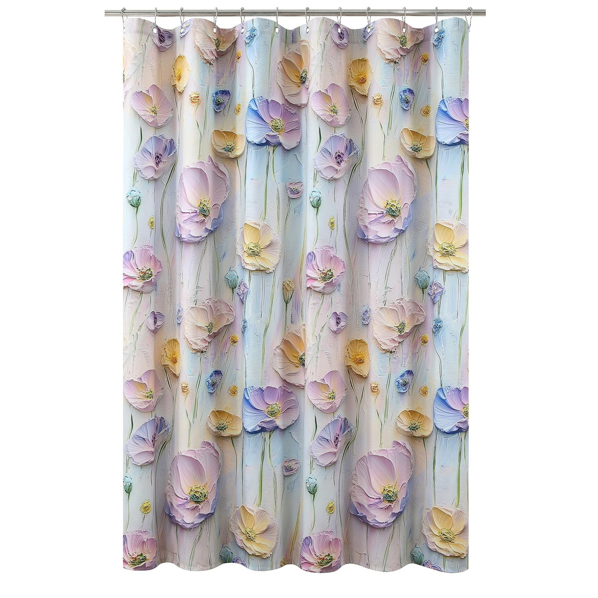 Artistic Pink Floral Oil Painting Shower Curtain (Bahar / 90"W x 72"L (Pack of 1))