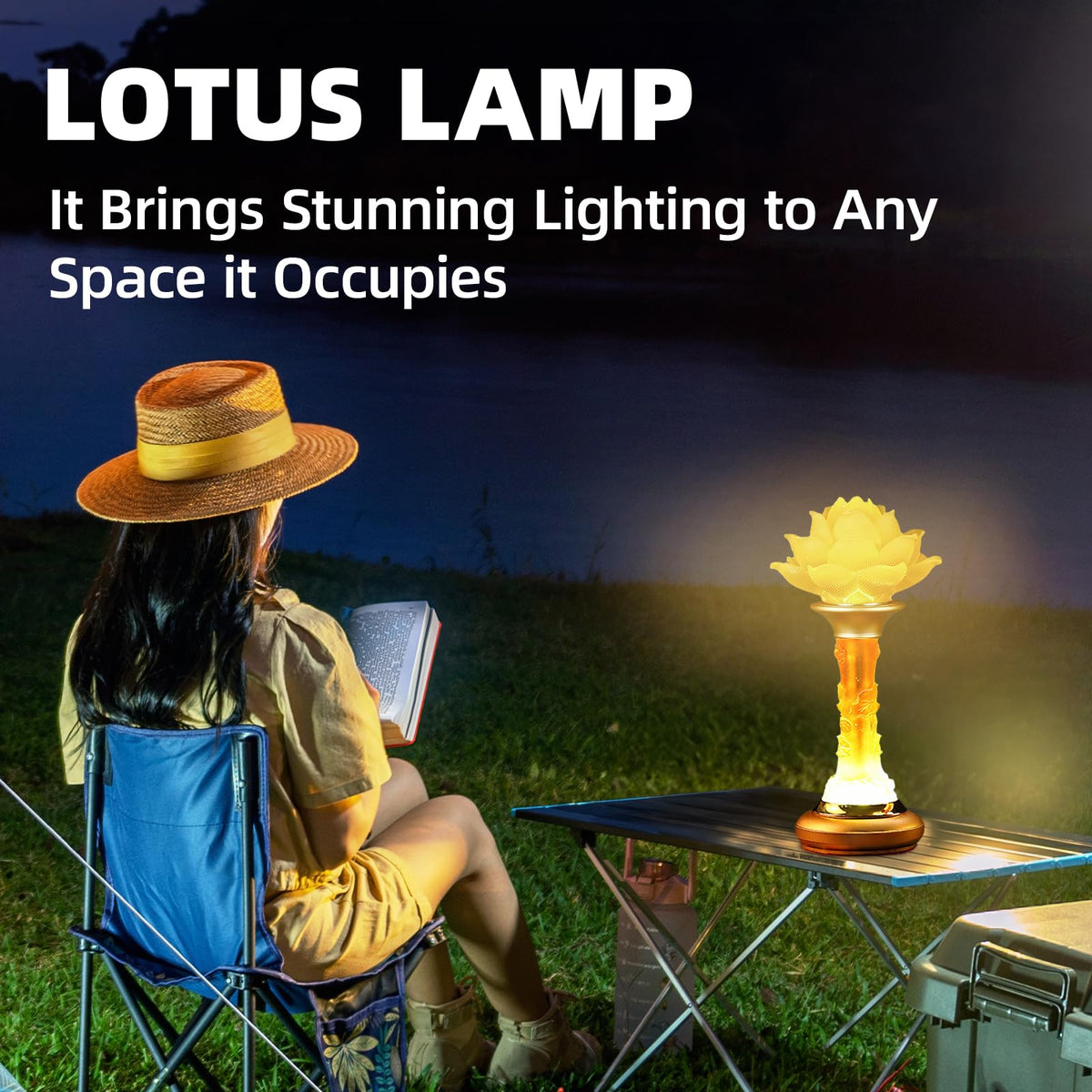 Lotus Lamp 7 Color LED Petal Buddhist Buddha Lamp Light (Z4-10inch)