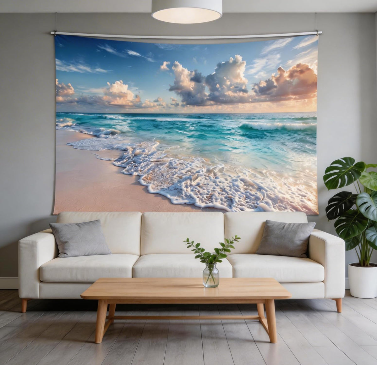 Sunrise Beach Ocean Tapestry (Wave Beach / 79"L x 59"W)
