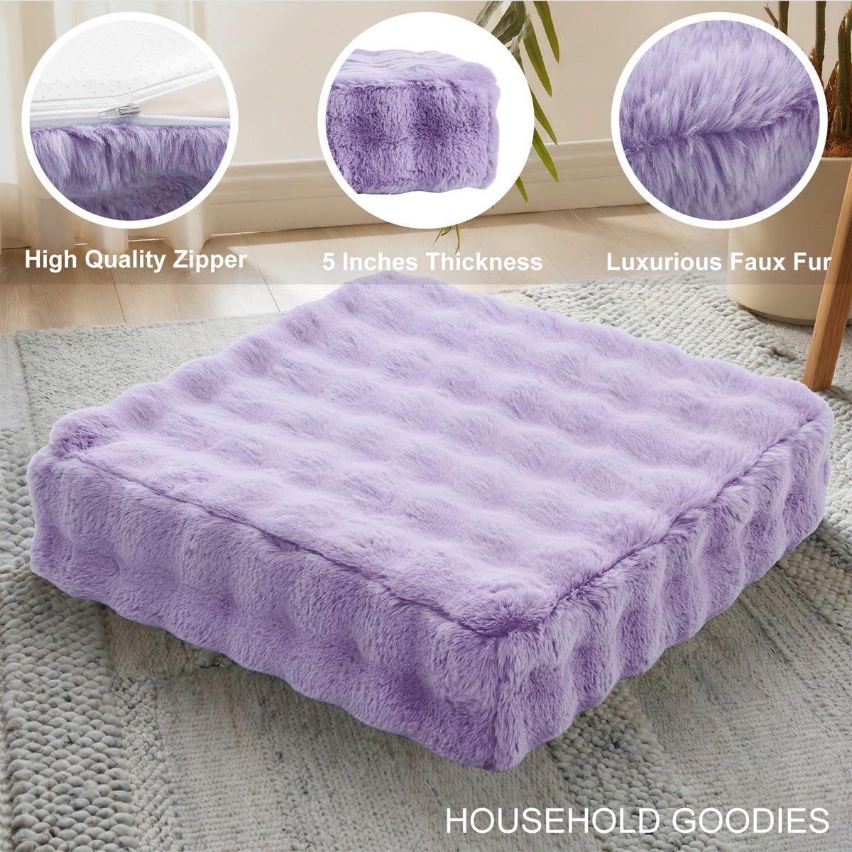 22 inches Floor Pillow for Adults (Light Purple / 1 Count)
