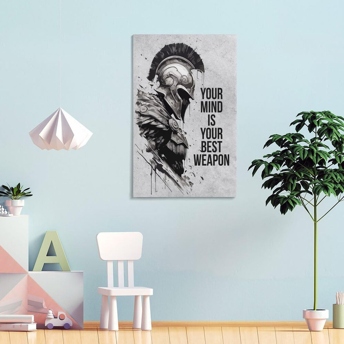 Motivational Quote Spartan Warrior Helmet Art Canvas Printing Wall Art Prints Wall Decor Posters Monochrome Minimalist Nordic Living Room Bedroom Office Gym Mindset Decor 20x30inch (style-39 / 20x30inch(50x75cm) Frame)
