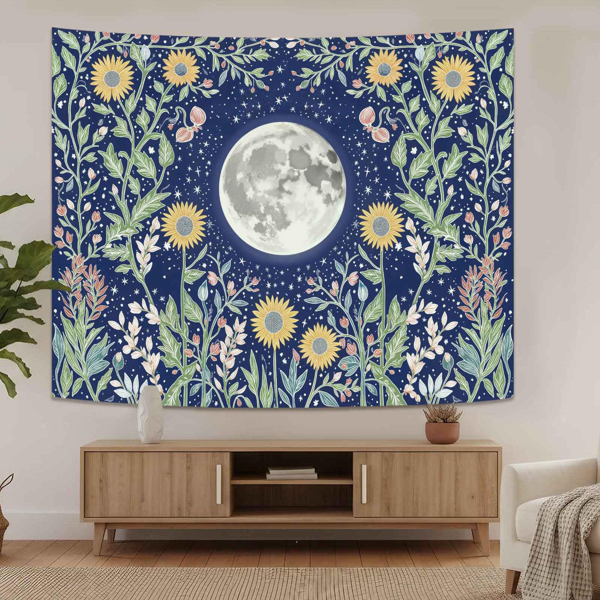 Celestial Sun Tapestry (Light Blue / 80"L x 60"W)