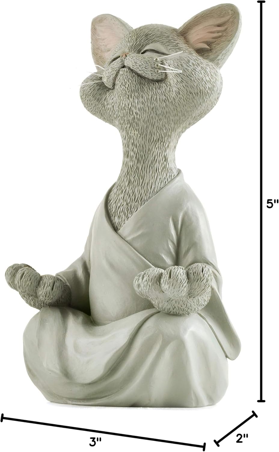 Meditating Happy Cat Statue (Gray)