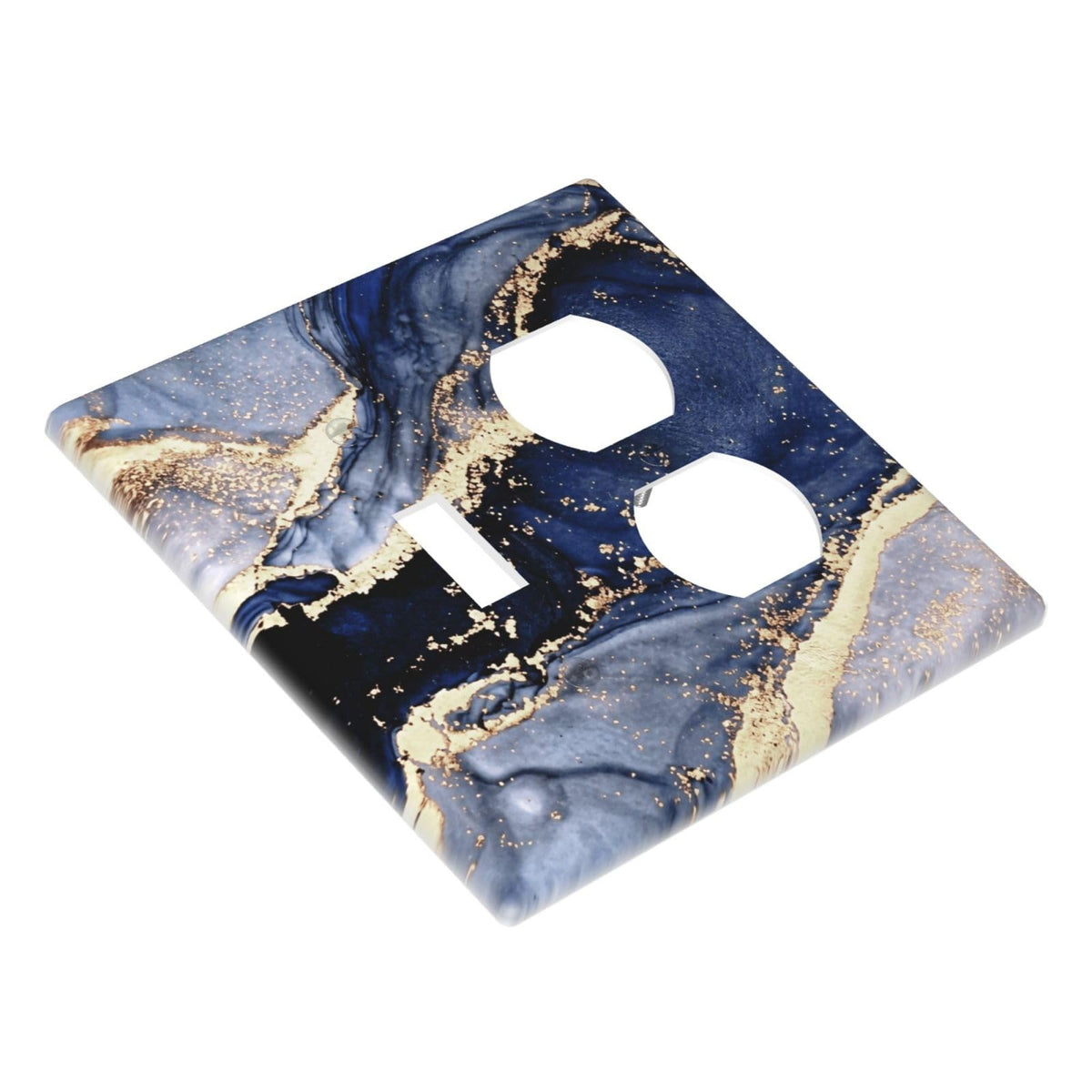 Royal Turquoise Blue Marble 2 Gang 1 Toggle (Royal Turquoise Blue Marble / 1-Toggle/Duplex Combo)