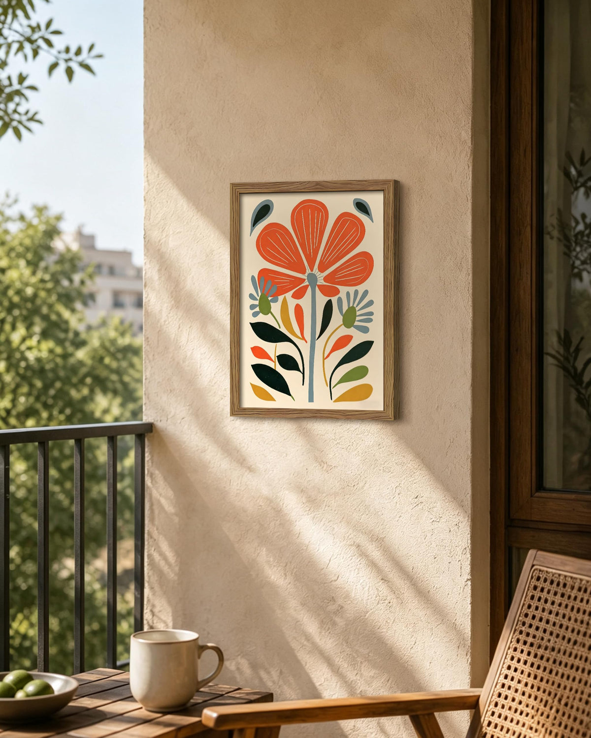 Boho Floral Framed Canvas Wall Art 12x16 Inch (A-Safflower / 16"L x 12"W)