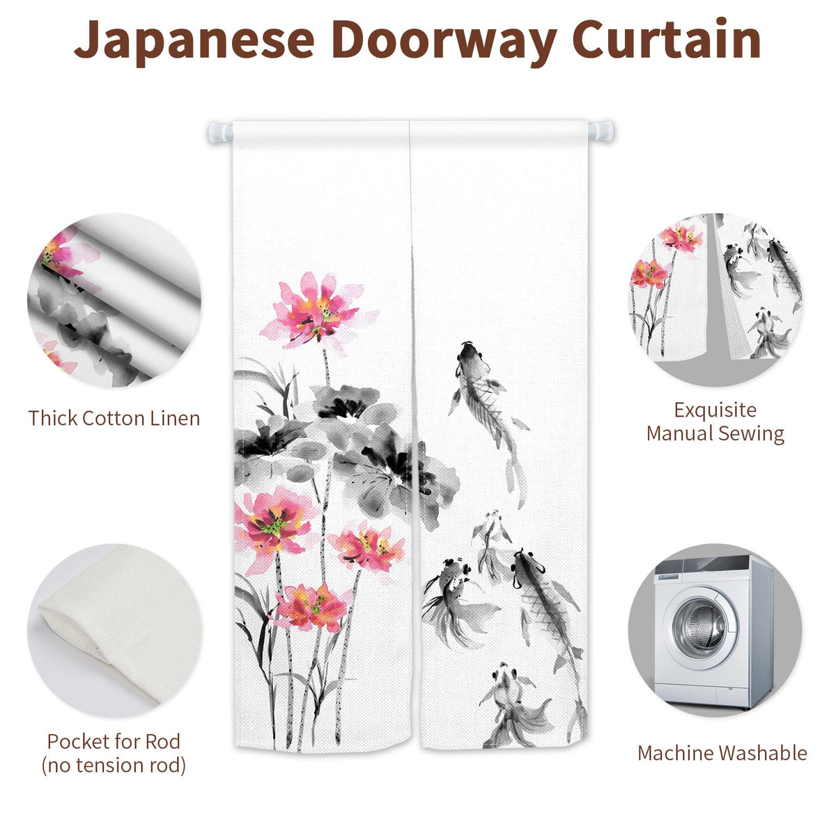 Japanese Noren Doorway Curtain (White01)