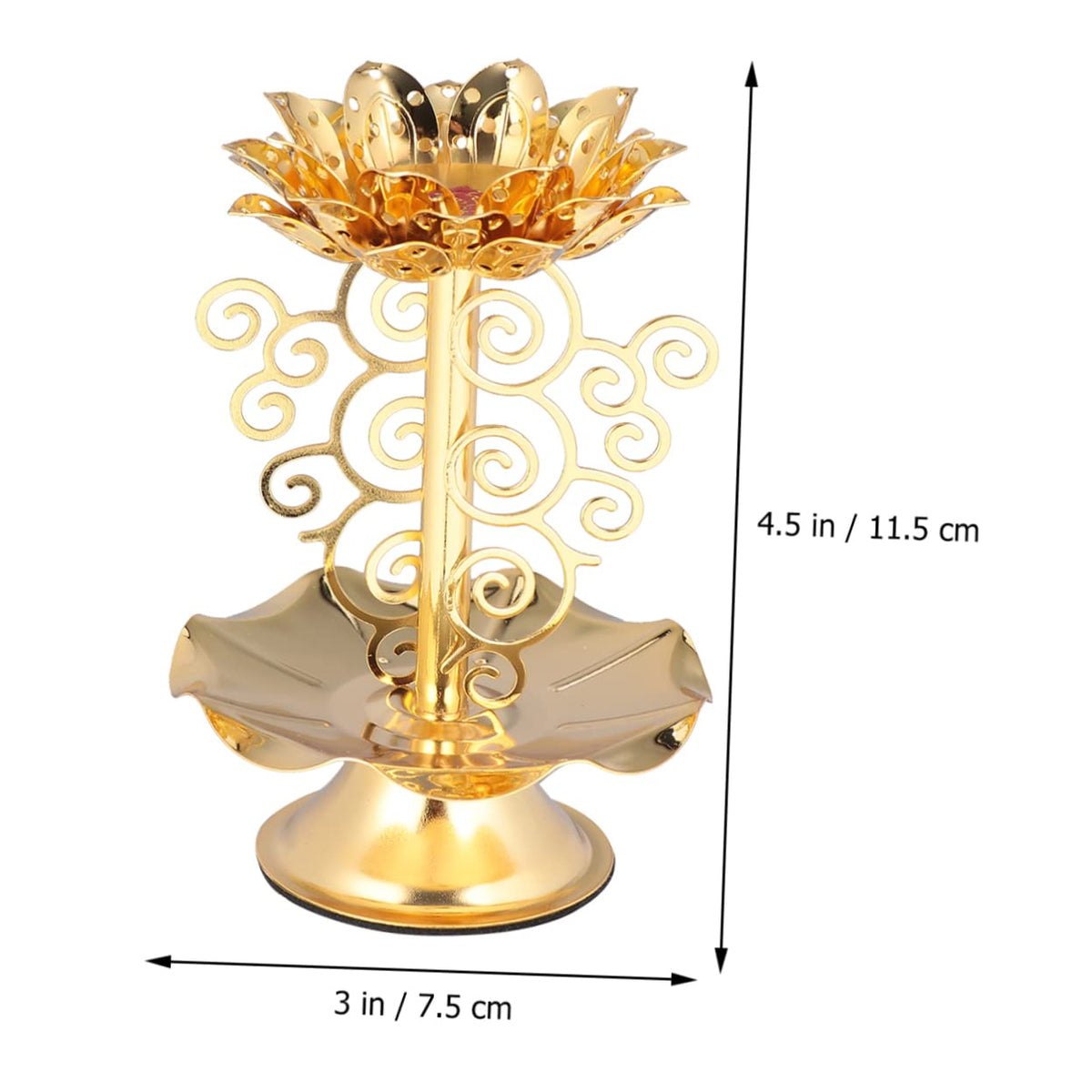 4pcs Lotus Alloy Candle Holder Decorative Buddhist Candlestick for Living Room Temples and Home Unique Creative Design for Elegant Centerpiece (Goldenx4pcs / 11.5x7.5cmx4pcs)