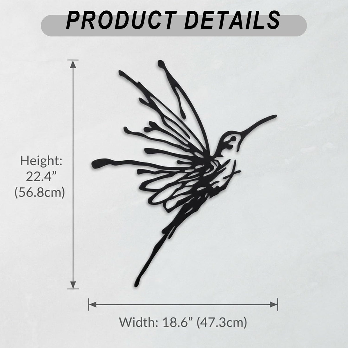 2Pcs Metal Hummingbird Wall Art (Big-2 Black Bird)